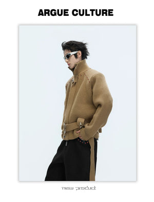 desc::heavyweight-cropped-zip-up-cardigan-retro-stand-collar-knit-detail-img-7
