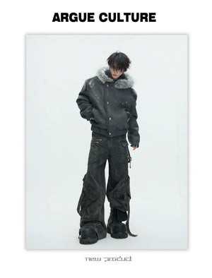 desc::heavyweight-distressed-cargo-jeans-loose-vintage-denim-detail-img-4