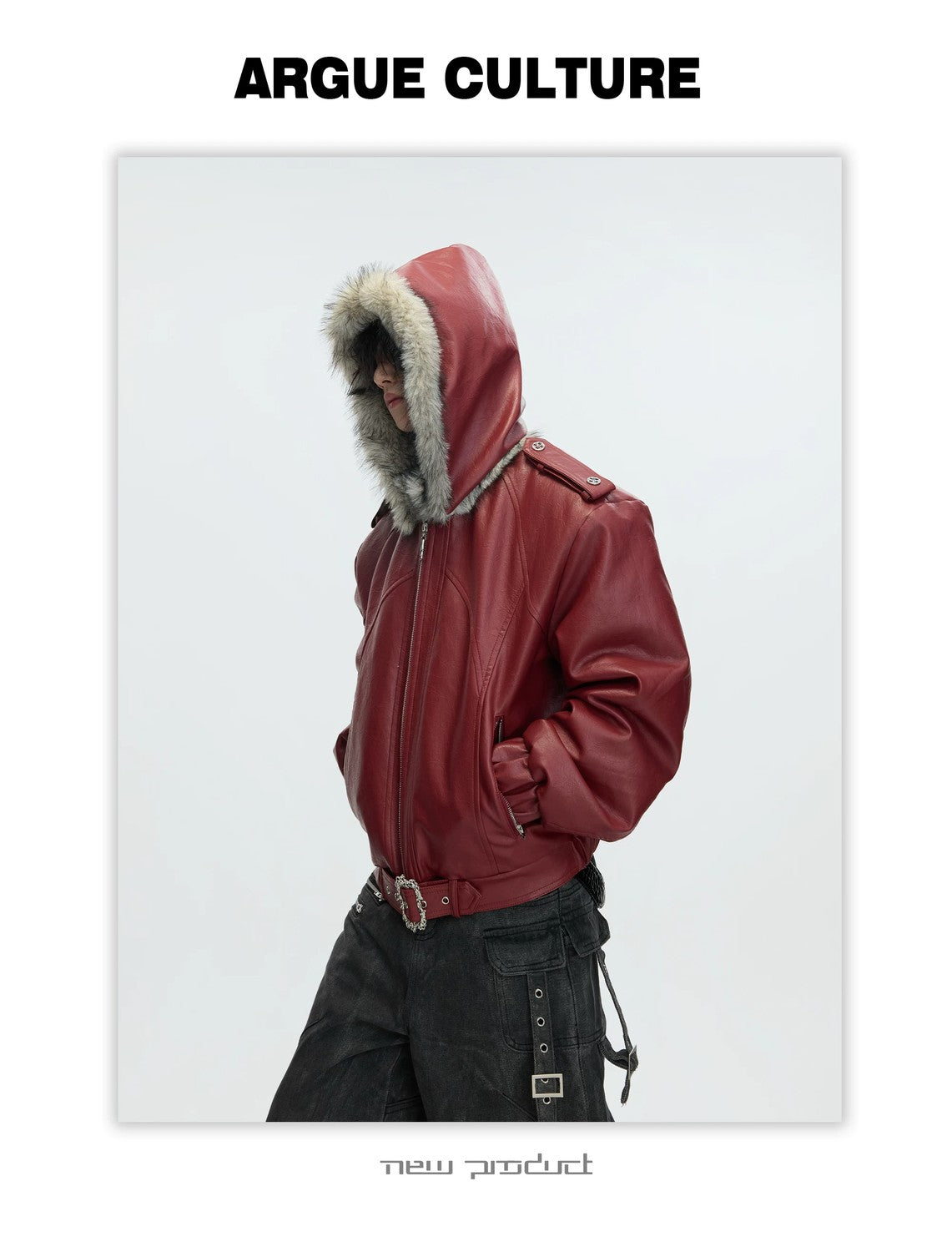 desc::heavyweight-faux-fur-hooded-leather-jacket-goth-streetwear-detail-img-10