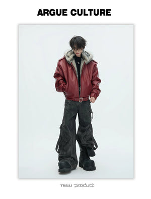 desc::heavyweight-faux-fur-hooded-leather-jacket-goth-streetwear-detail-img-14