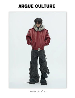 desc::heavyweight-faux-fur-hooded-leather-jacket-goth-streetwear-detail-img-15