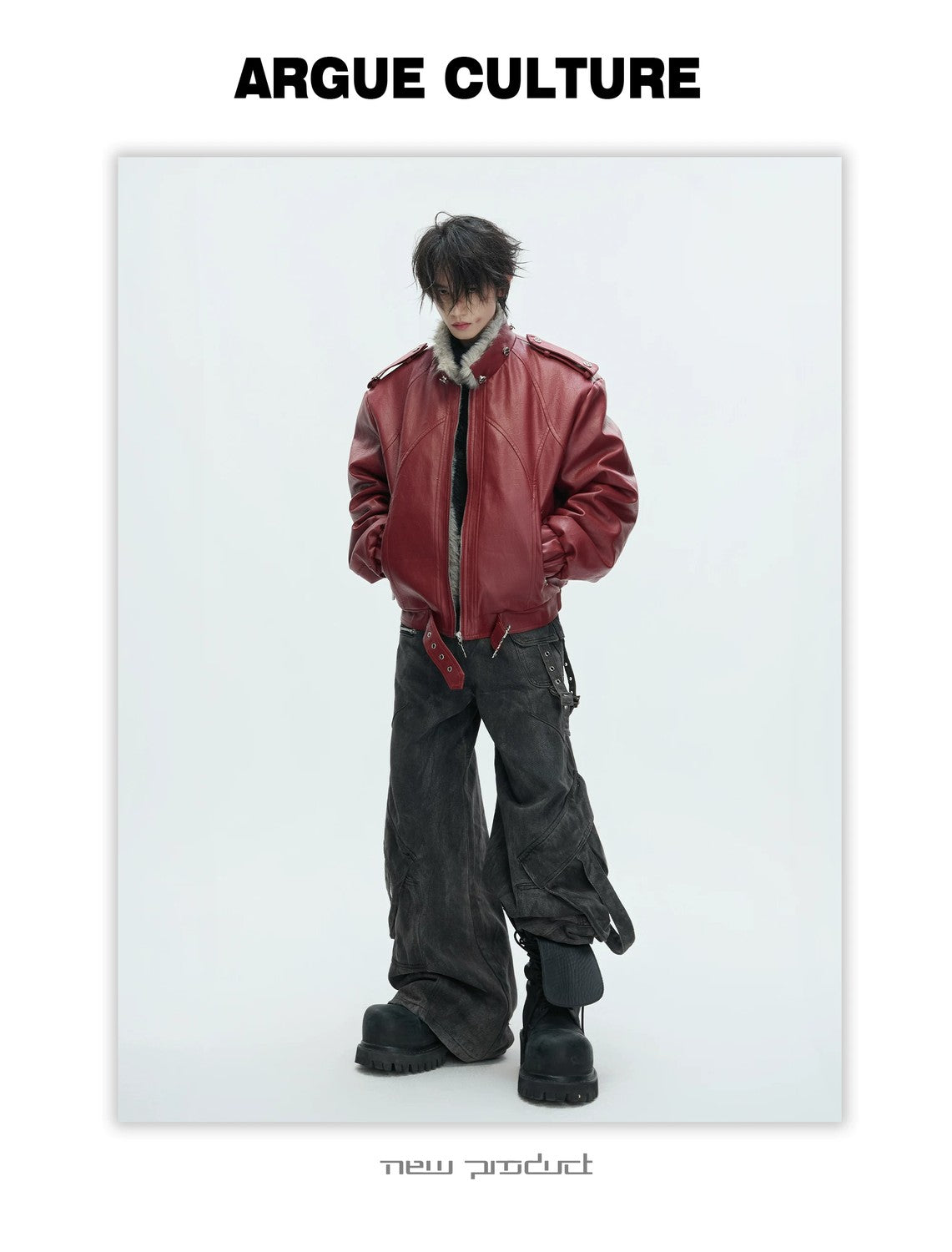 desc::heavyweight-faux-fur-hooded-leather-jacket-goth-streetwear-detail-img-16