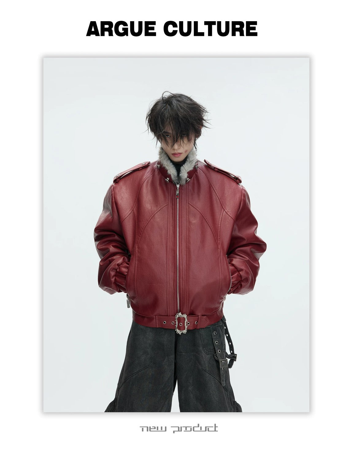 desc::heavyweight-faux-fur-hooded-leather-jacket-goth-streetwear-detail-img-18