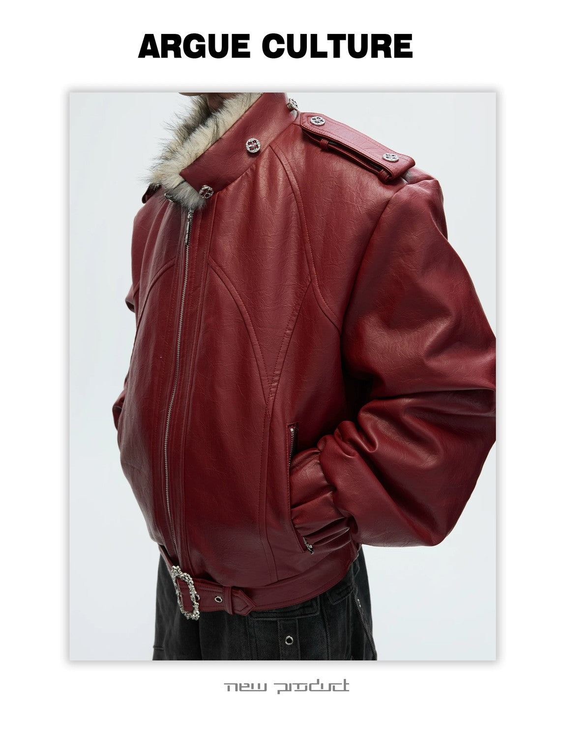 desc::heavyweight-faux-fur-hooded-leather-jacket-goth-streetwear-detail-img-21