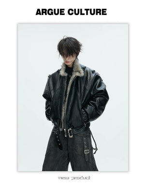 desc::heavyweight-faux-fur-hooded-leather-jacket-goth-streetwear-detail-img-23