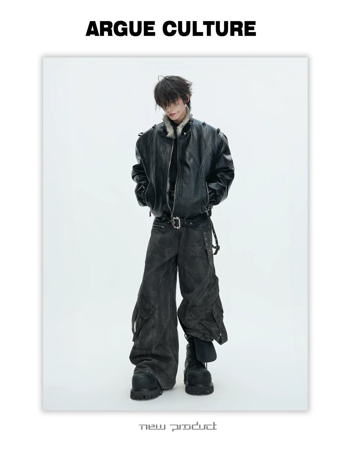 desc::heavyweight-faux-fur-hooded-leather-jacket-goth-streetwear-detail-img-28