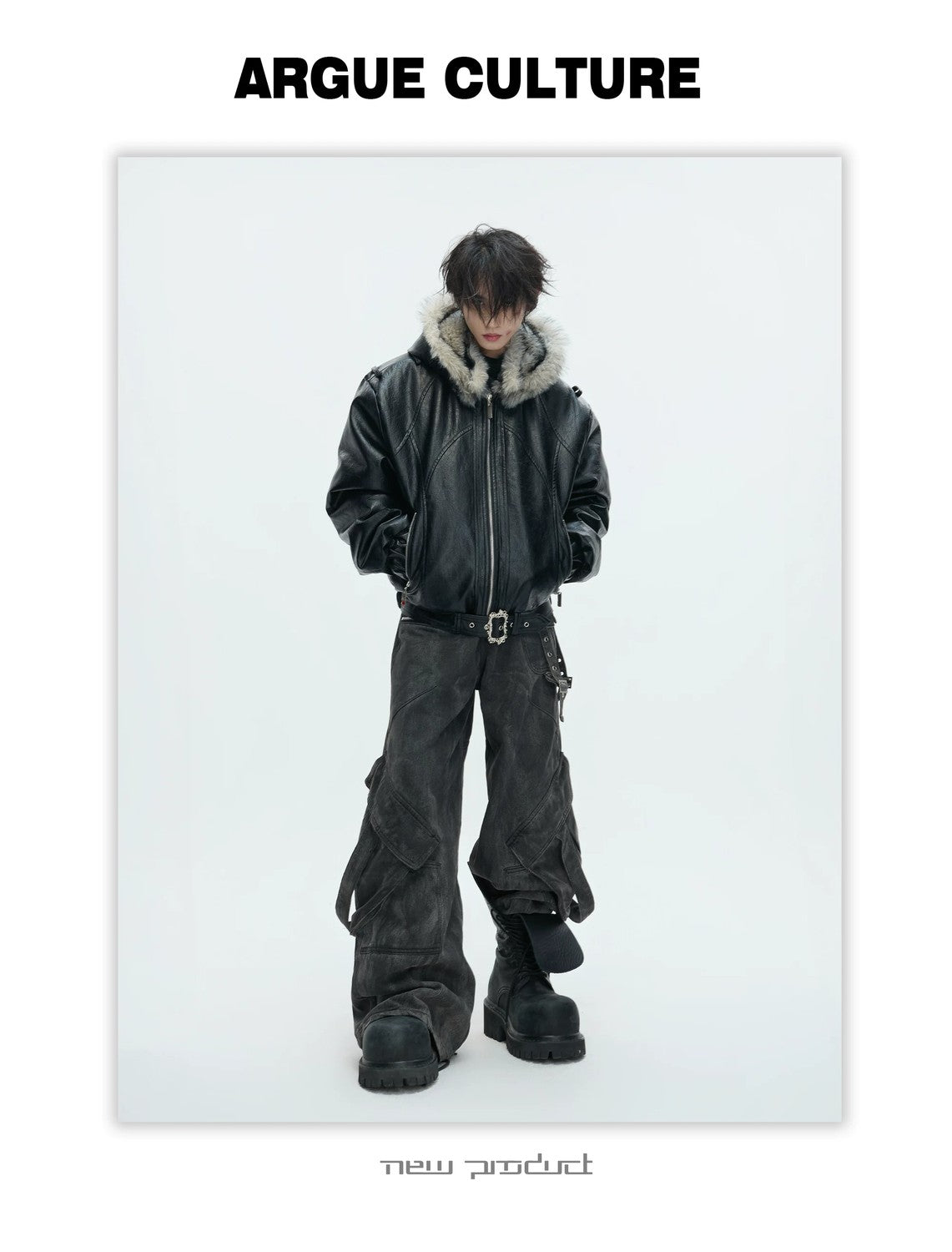 desc::heavyweight-faux-fur-hooded-leather-jacket-goth-streetwear-detail-img-29