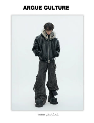 desc::heavyweight-faux-fur-hooded-leather-jacket-goth-streetwear-detail-img-29