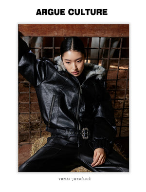 desc::heavyweight-faux-fur-hooded-leather-jacket-goth-streetwear-detail-img-3