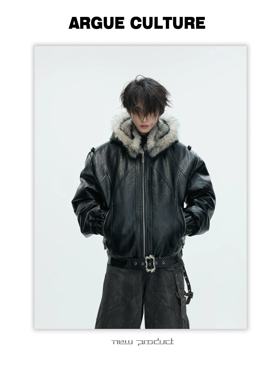 desc::heavyweight-faux-fur-hooded-leather-jacket-goth-streetwear-detail-img-30