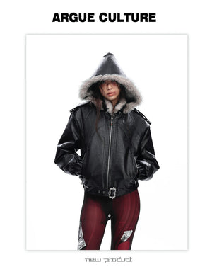desc::heavyweight-faux-fur-hooded-leather-jacket-goth-streetwear-detail-img-8