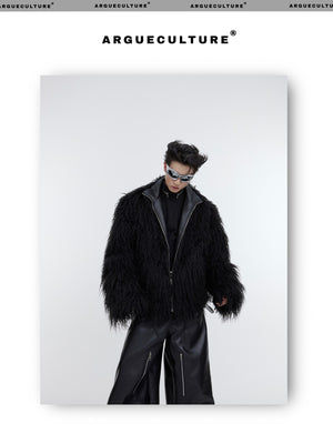 desc::heavyweight-faux-fur-wavy-jacket-vintage-streetwear-detail-img-2