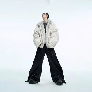 Detail shot of the waterproof polyester fabric with micro-wrinkle texture.