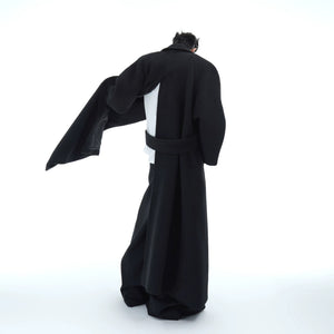 Close-up of the premium wool blend fabric and button details