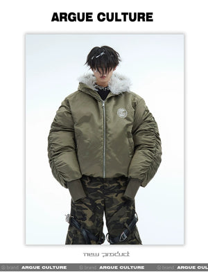 desc::heavyweight-plush-bomber-jacket-with-split-zip-hood-detail-img-15