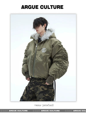 desc::heavyweight-plush-bomber-jacket-with-split-zip-hood-detail-img-16