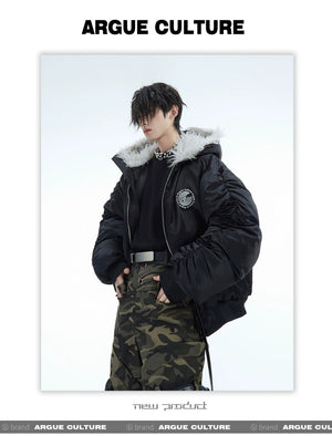 desc::heavyweight-plush-bomber-jacket-with-split-zip-hood-detail-img-5