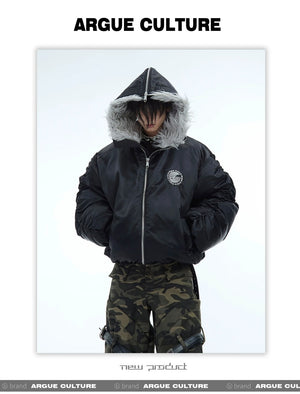 desc::heavyweight-plush-bomber-jacket-with-split-zip-hood-detail-img-7