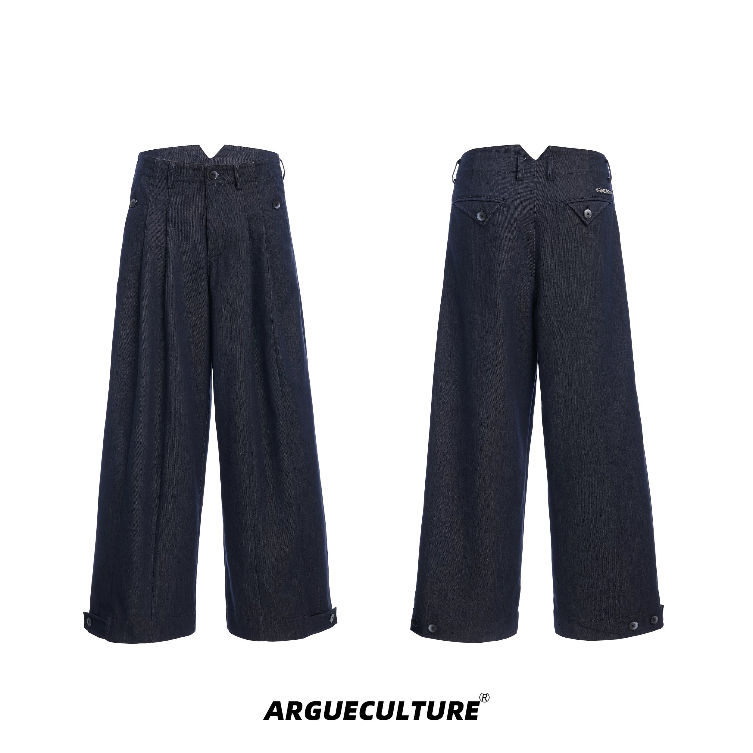 heavyweight-raw-denim-pleated-wide-leg-jeans-for-men-blue