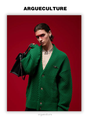 desc::heavyweight-ribbed-v-neck-cardigan-loose-knit-sweater-detail-img-2