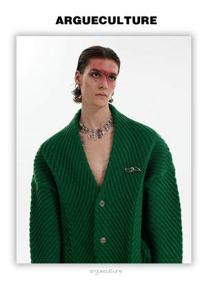 desc::heavyweight-ribbed-v-neck-cardigan-loose-knit-sweater-detail-img-5