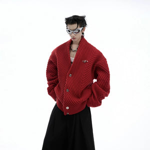 Close-up of the 3D ribbed texture and V-neck design