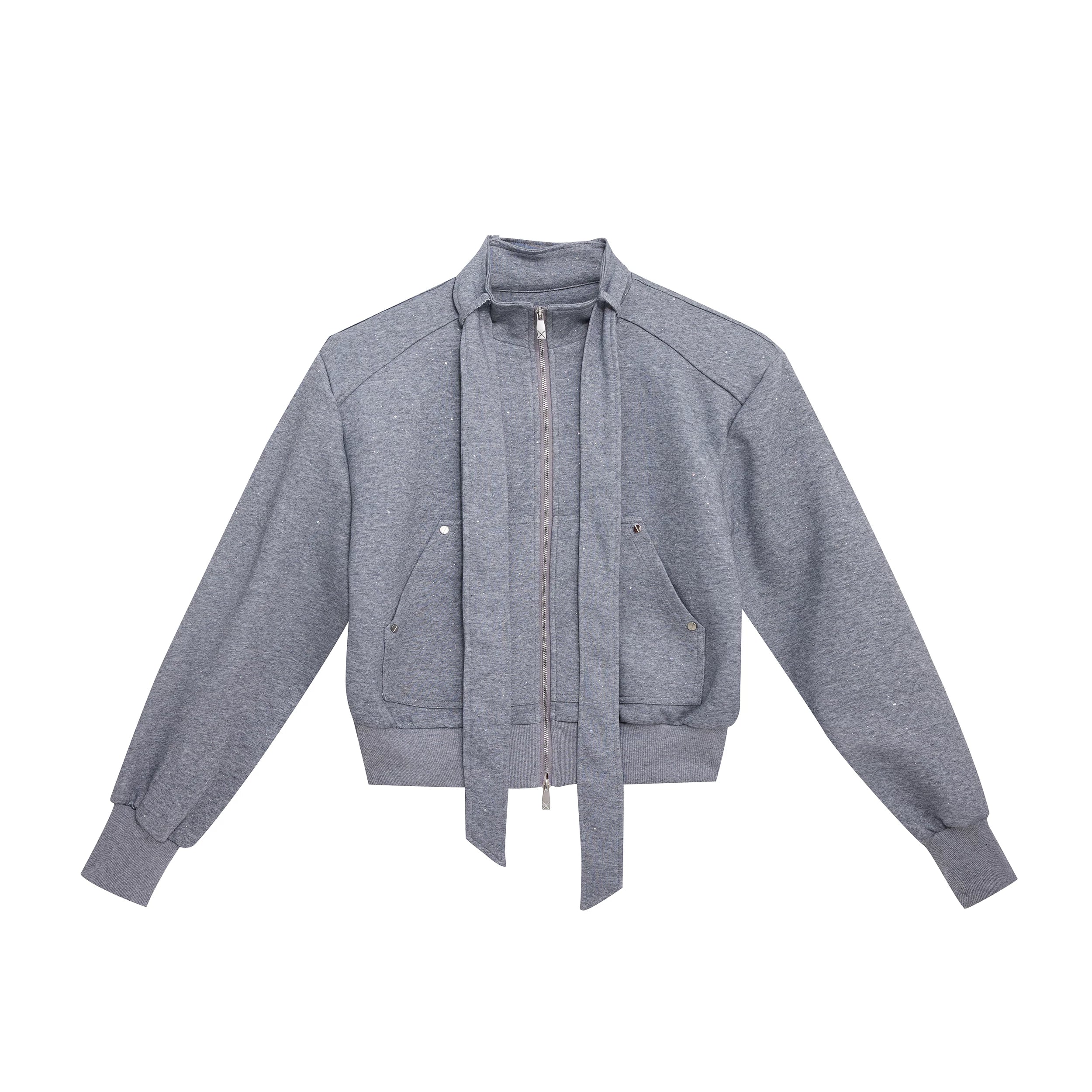 heavyweight-shimmer-split-high-neck-tracksuit-jacket-gray-top