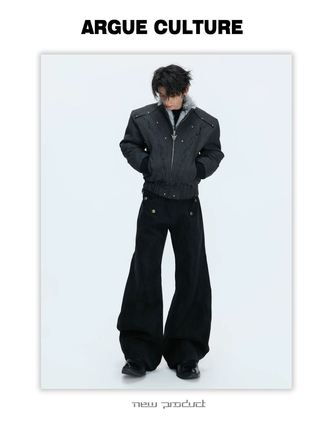 desc::heavyweight-suede-curved-paneled-vintage-streetwear-pants-detail-img-3