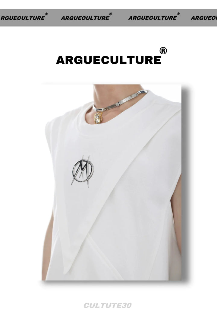 High - End Double - Layer Structured Loose - Fit Tank Top with Metallic Print - ArguE CulturE