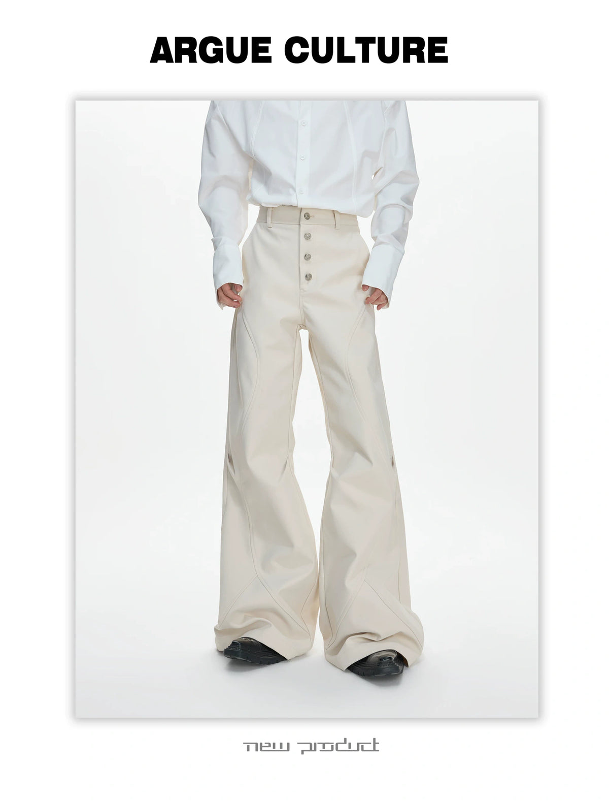 High-Rise Micro-Flare Trousers with Five-Button Front - detail image 4