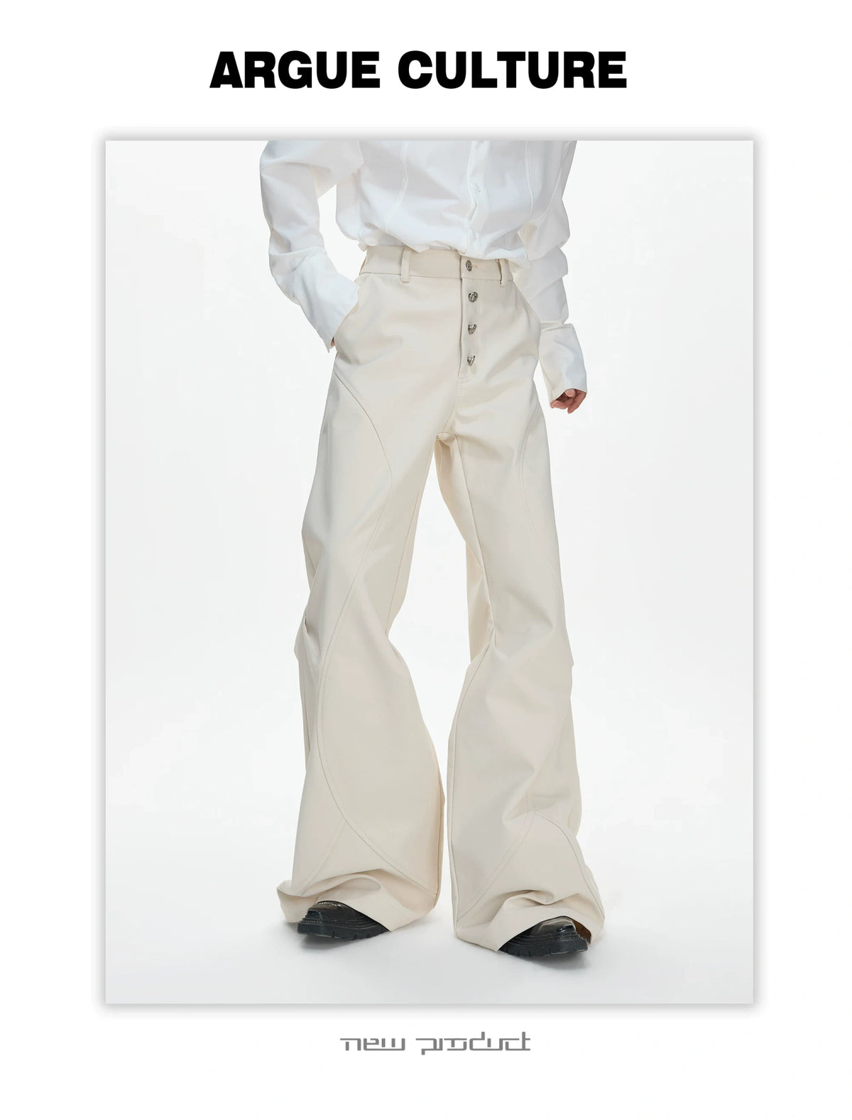 High-Rise Micro-Flare Trousers with Five-Button Front - detail image 8