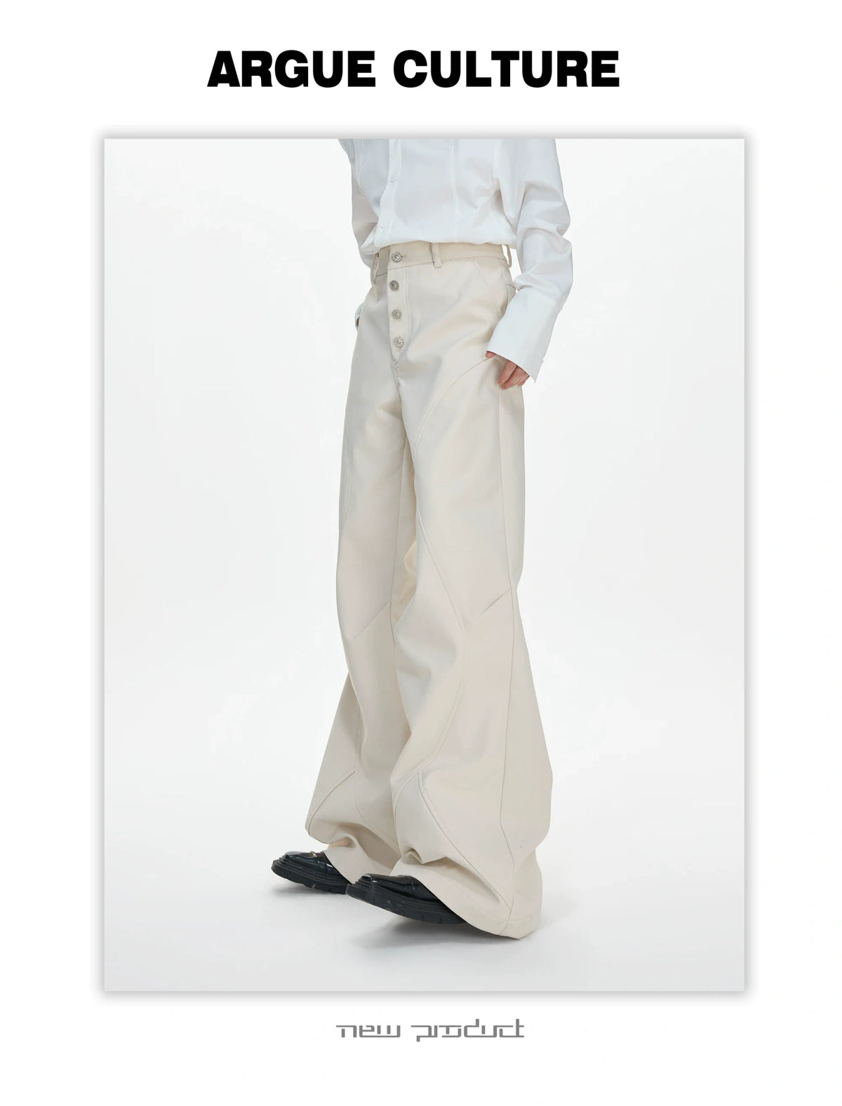 High-Rise Micro-Flare Trousers with Five-Button Front - detail image 6