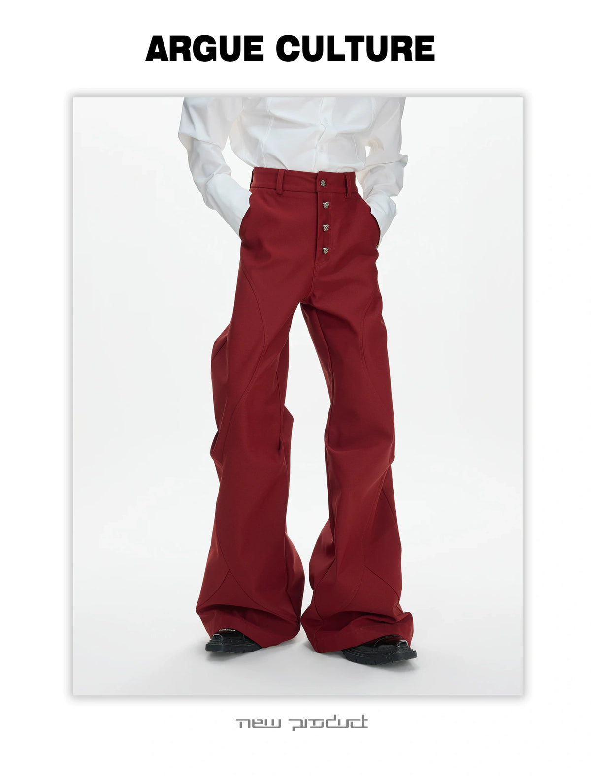 High-Rise Micro-Flare Trousers with Five-Button Front - detail image 13