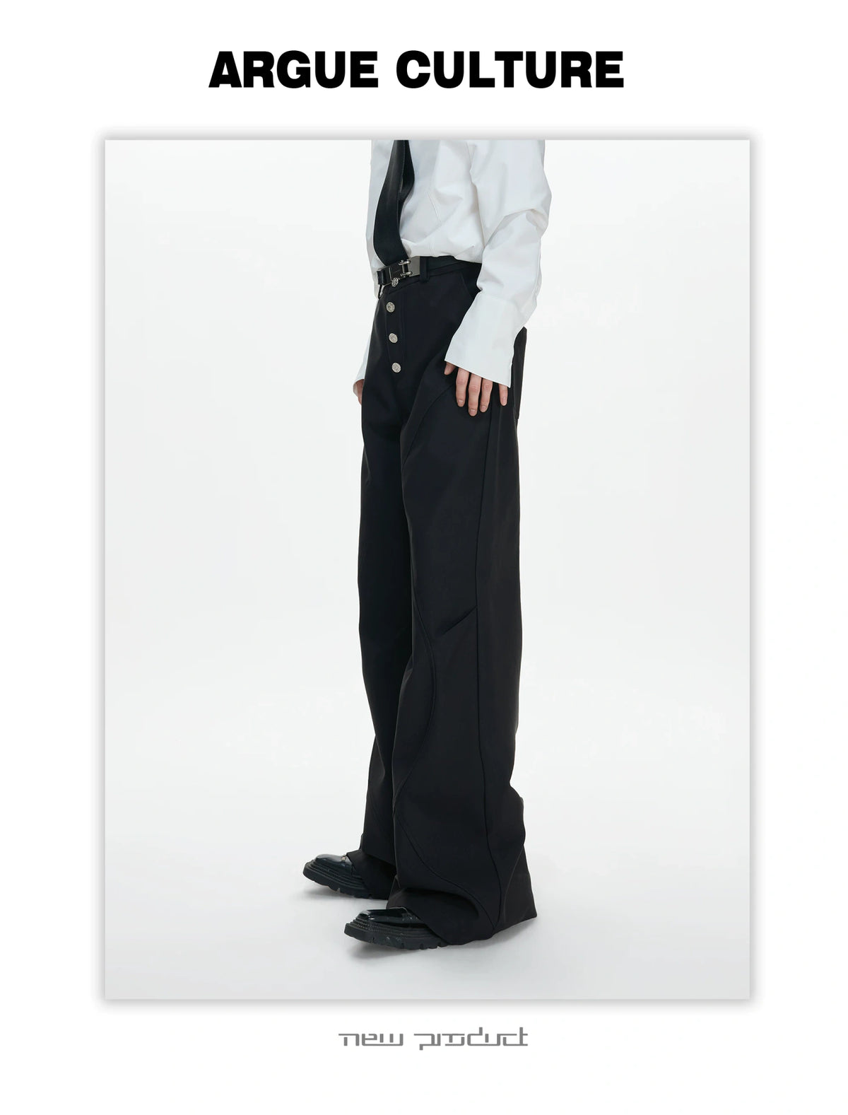 High-Rise Micro-Flare Trousers with Five-Button Front - detail image 3
