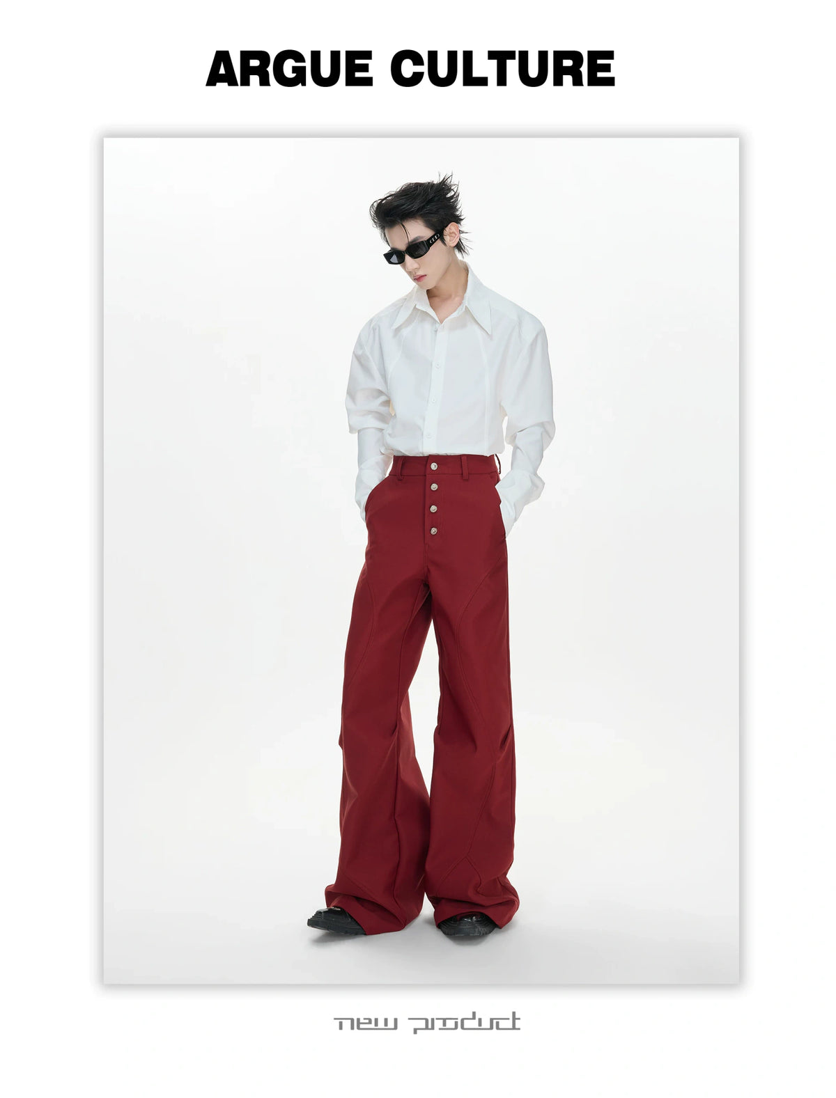 High-Rise Micro-Flare Trousers with Five-Button Front - detail image 18