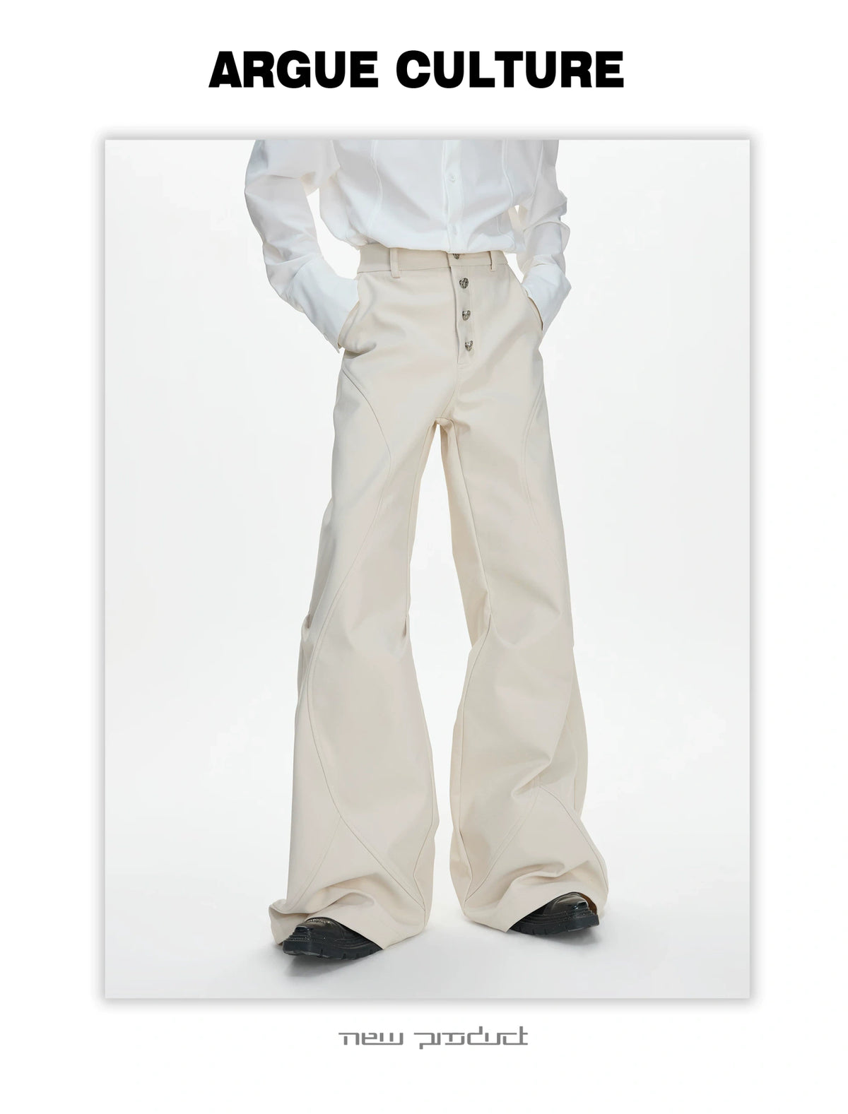 High-Rise Micro-Flare Trousers with Five-Button Front - detail image 5