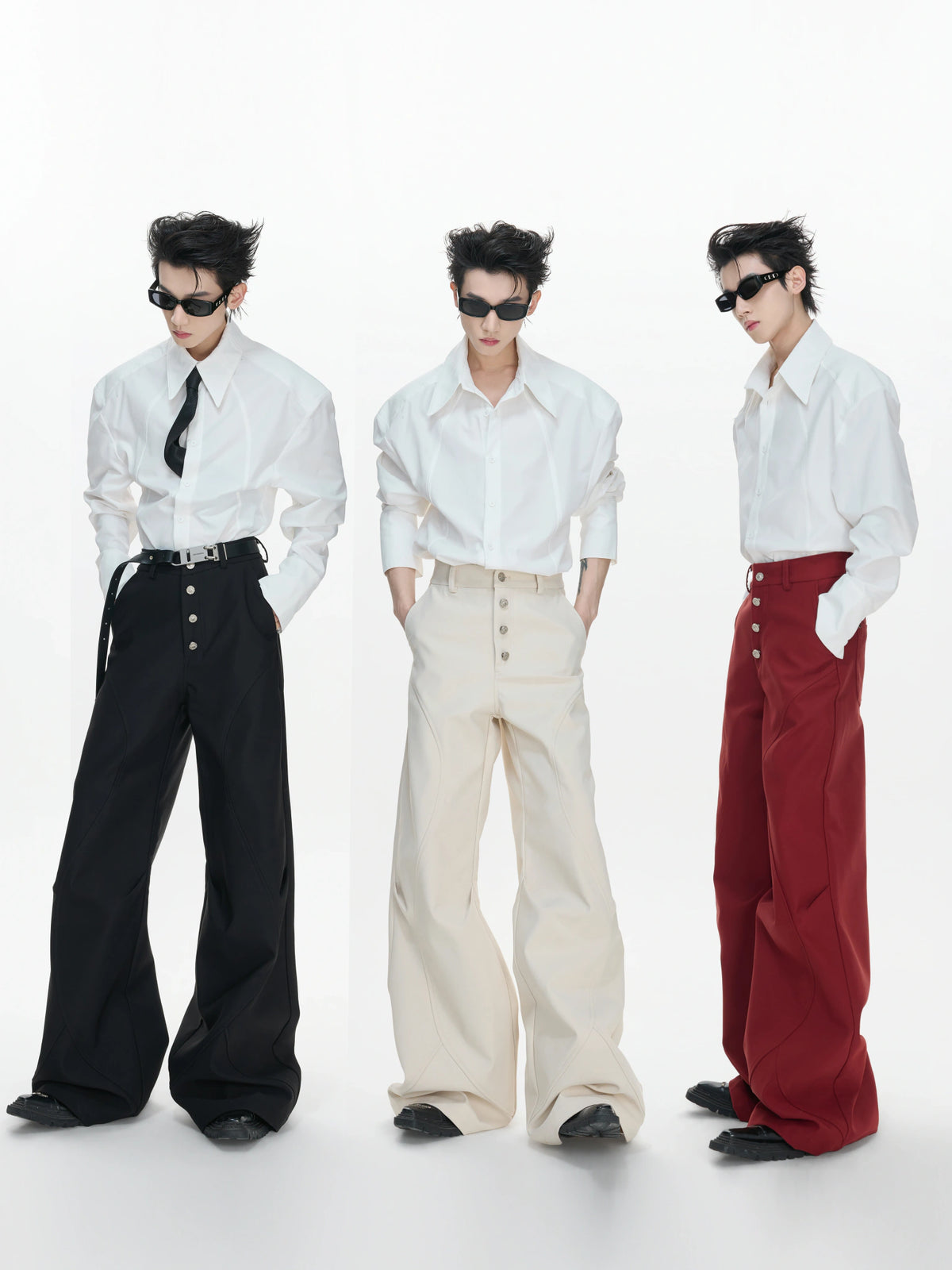 High-Rise Micro-Flare Trousers with Five-Button Front - main image 5