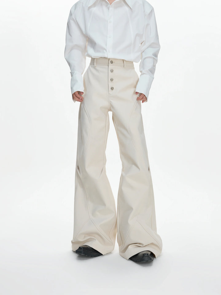High-Rise Micro-Flare Trousers with Five-Button Front - main image 1