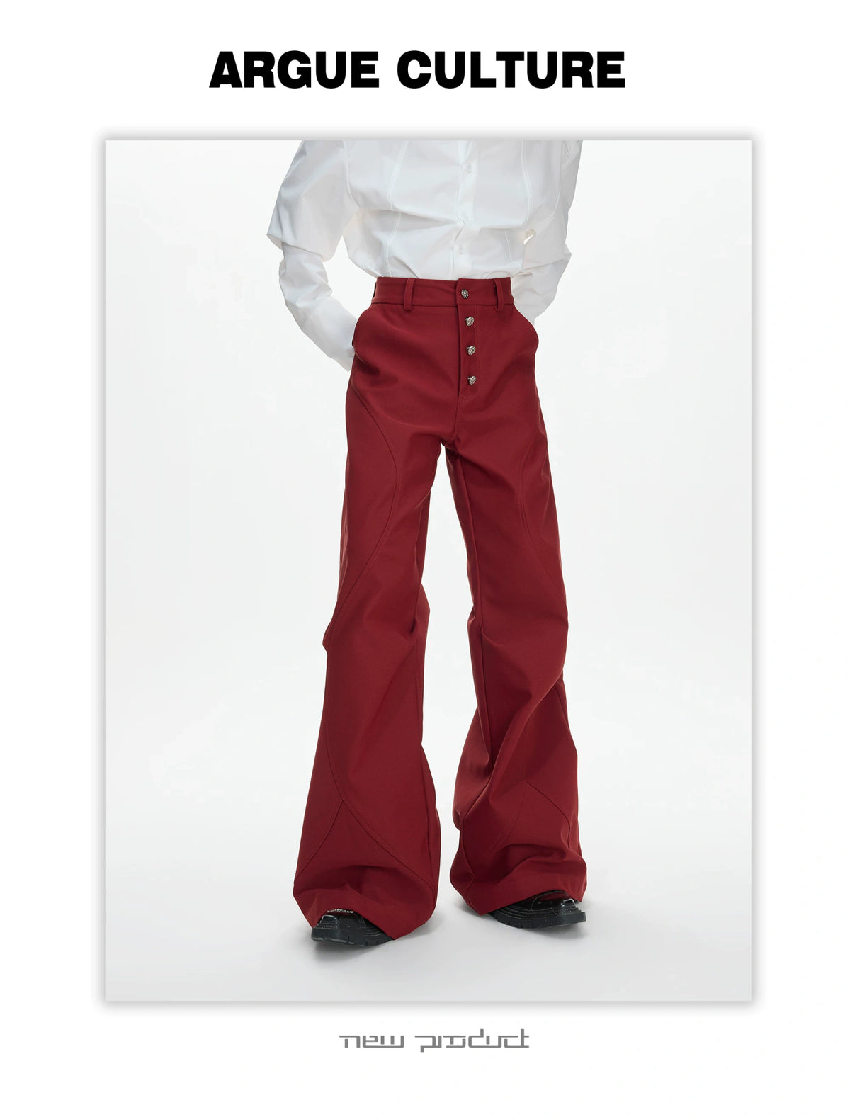 High-Rise Micro-Flare Trousers with Five-Button Front - detail image 15