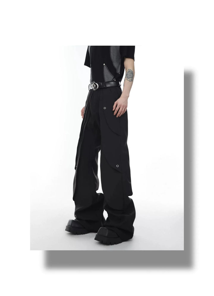 High - Waisted Flared Suit Trousers with Pleated and Metal Accents - ArguE CulturE