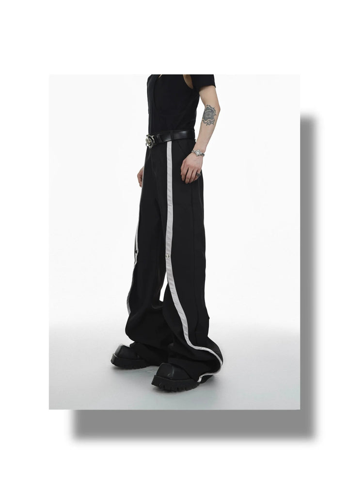 High - Waisted Flared Trousers with Spliced Line and Metal Embellished - ArguE CulturE