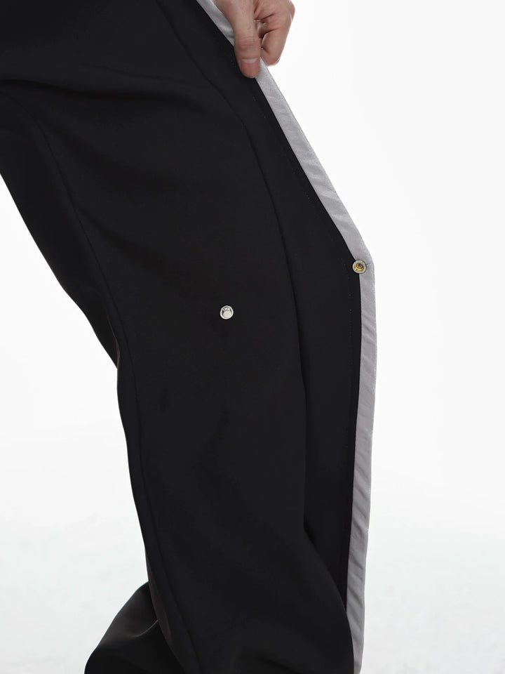 High - Waisted Flared Trousers with Spliced Line and Metal Embellished - ArguE CulturE