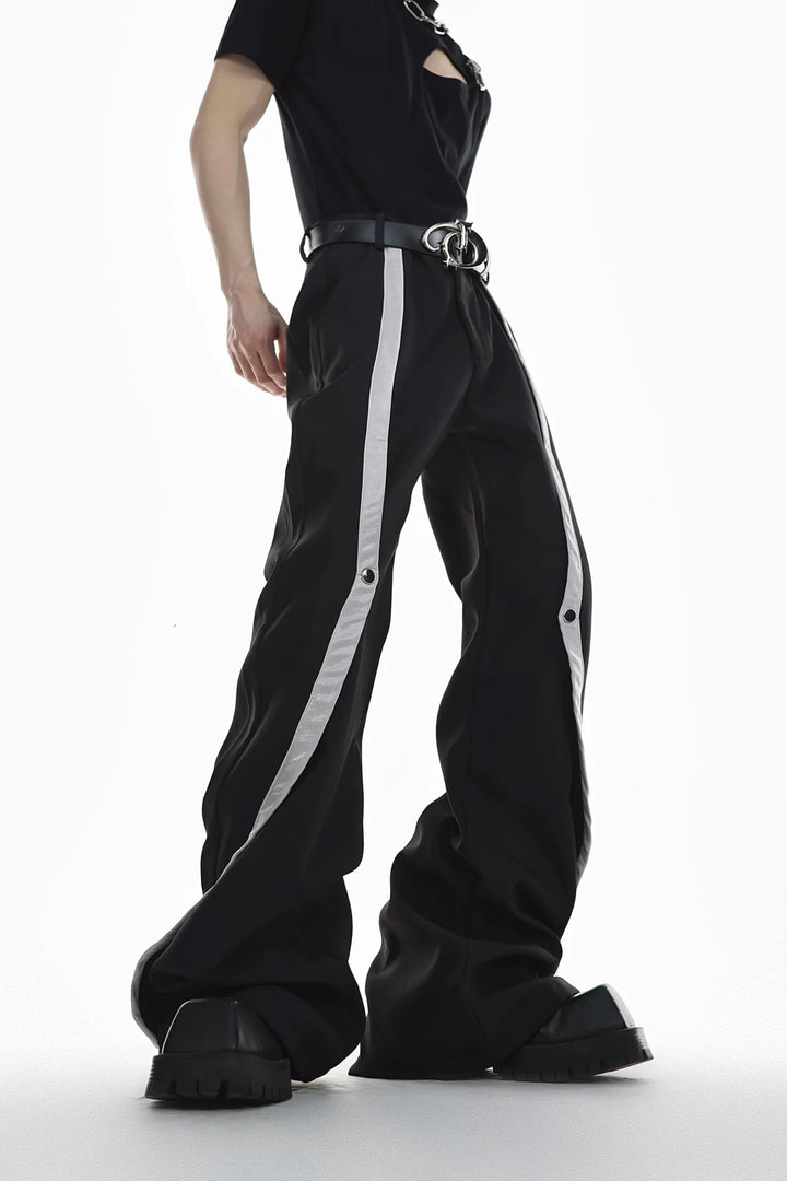 High - Waisted Flared Trousers with Spliced Line and Metal Embellished - ArguE CulturE