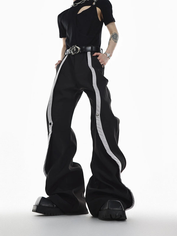 High - Waisted Flared Trousers with Spliced Line and Metal Embellished - ArguE CulturE