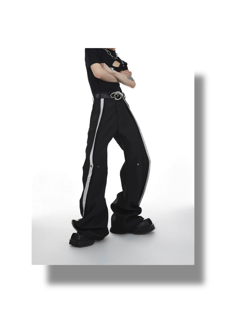 High - Waisted Flared Trousers with Spliced Line and Metal Embellished - ArguE CulturE