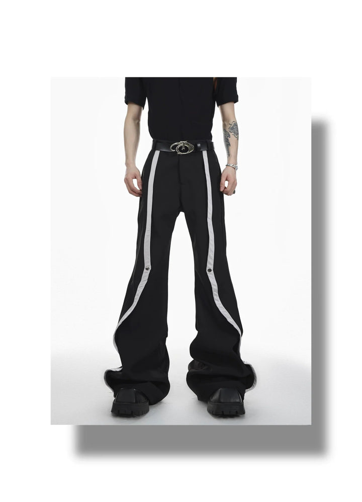 High - Waisted Flared Trousers with Spliced Line and Metal Embellished - ArguE CulturE