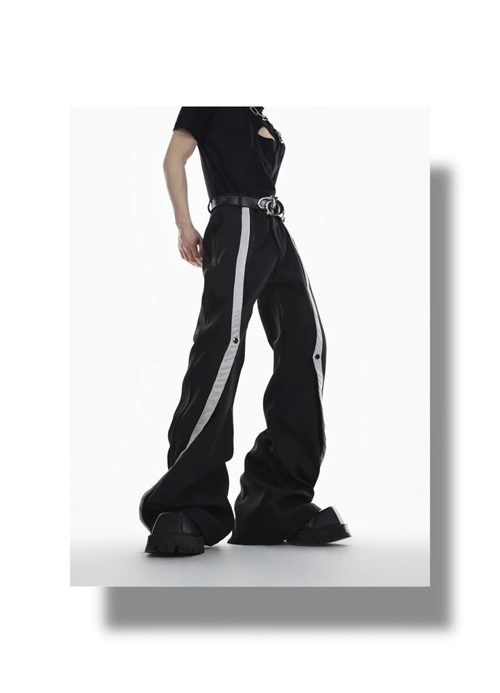 High - Waisted Flared Trousers with Spliced Line and Metal Embellished - ArguE CulturE