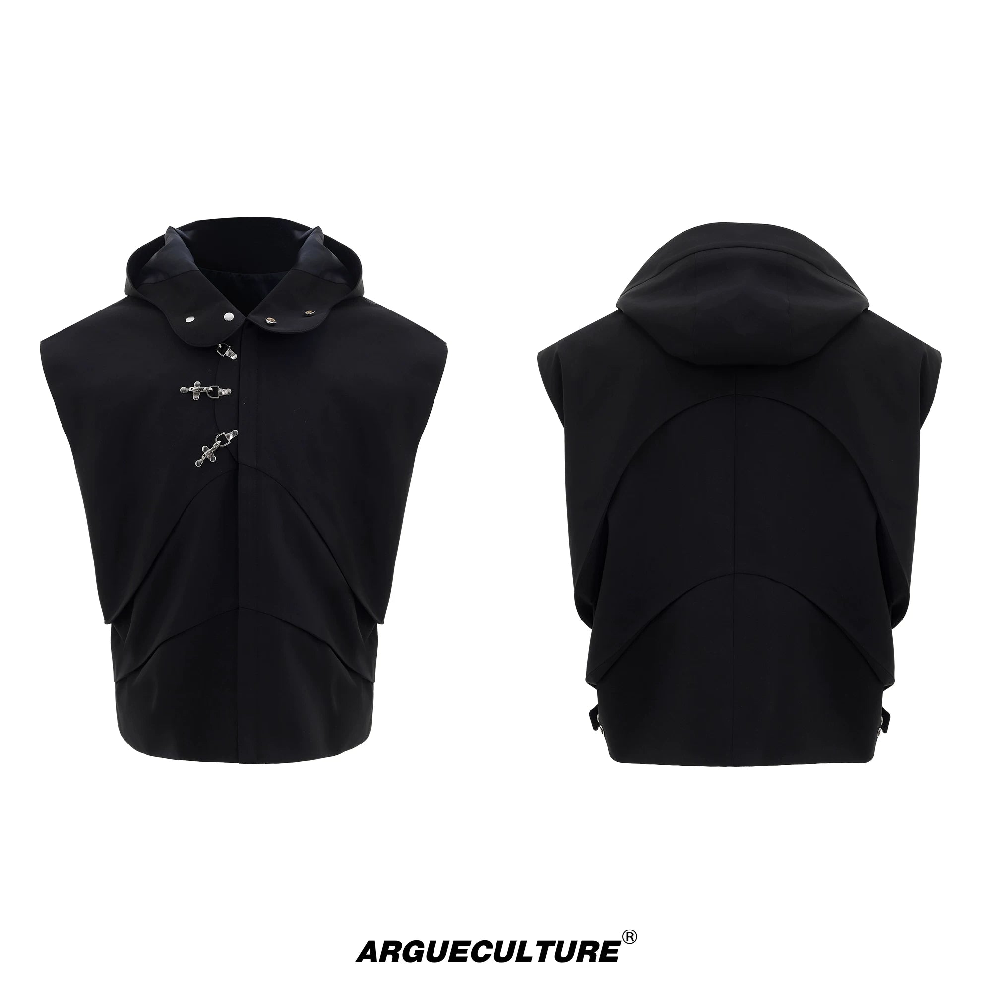 hooded-sleeveless-vest-pants-set-with-metal-buckles-black-bottoms