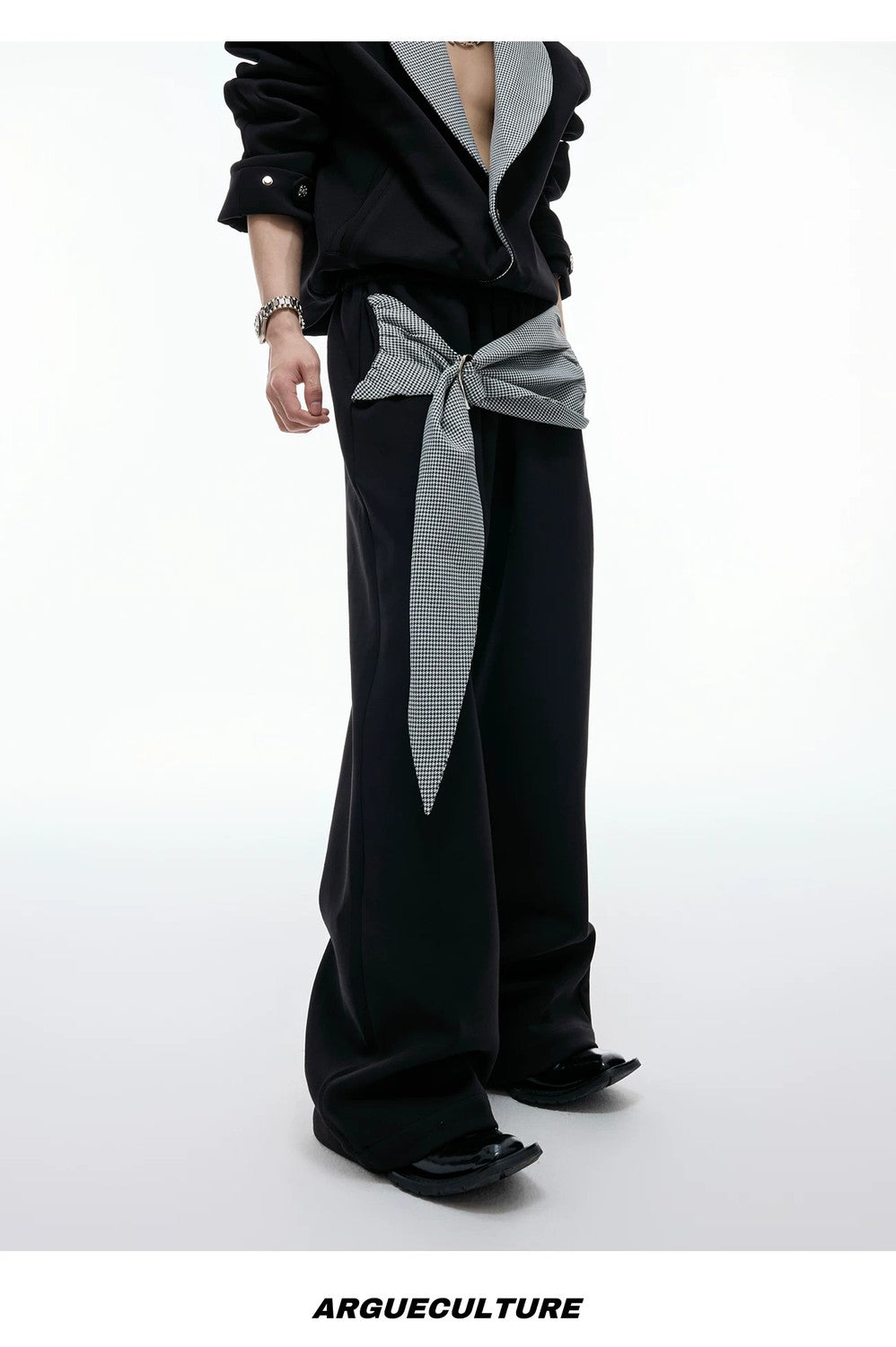 desc::houndstooth-v-neck-streetwear-jacket-drape-pants-set-detail-img-13