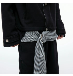 desc::houndstooth-v-neck-streetwear-jacket-drape-pants-set-detail-img-5